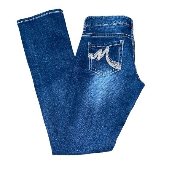 Maurice's jeans Straight Leg factory fading light distressing size 3/4 Long - Picture 6 of 16